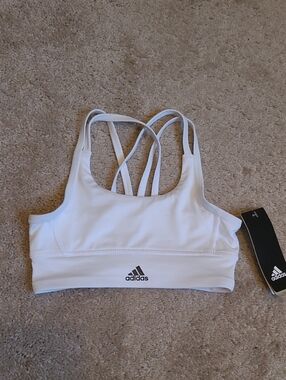 adidas White Strappy Crossback Sports Bra